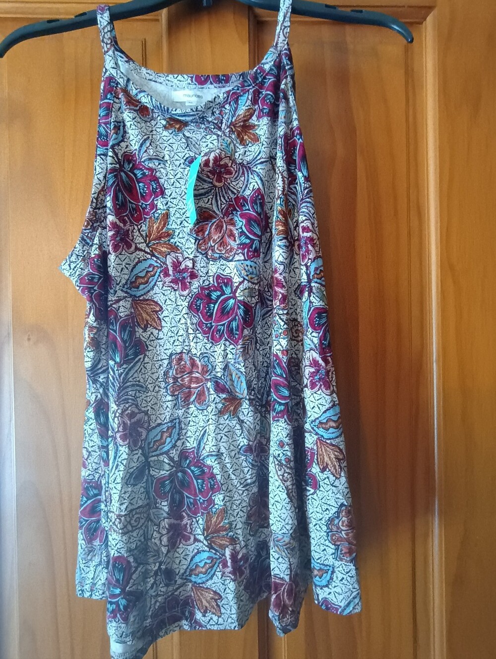 Maurices Floral Print Tank Top in Teal, Burgundy, Brown